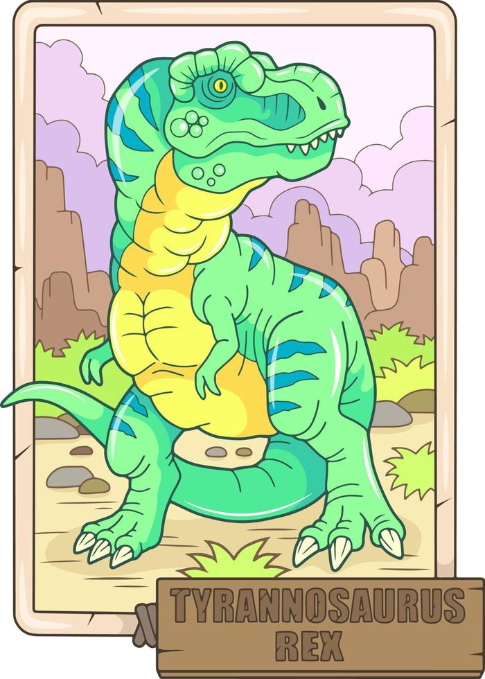 tiranosaurio de dinosaurio prehistórico, ilustración divertida vector