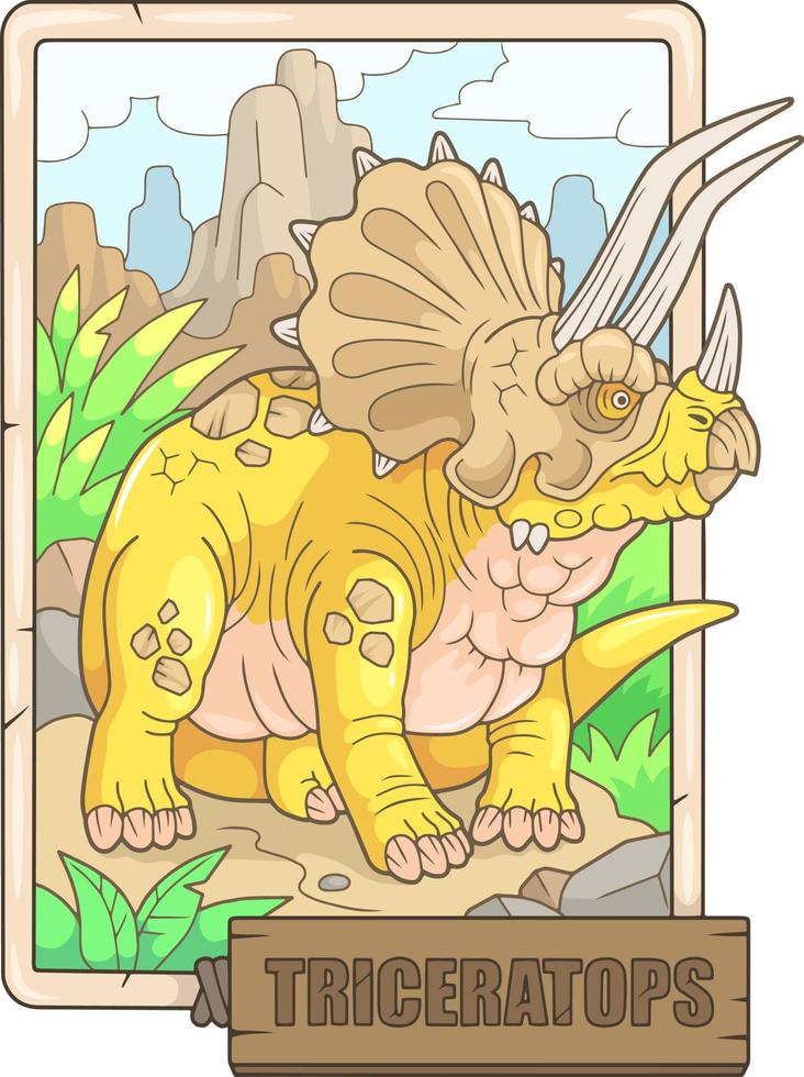 triceratops de dinosaurios prehistóricos, diseño de ilustración vector