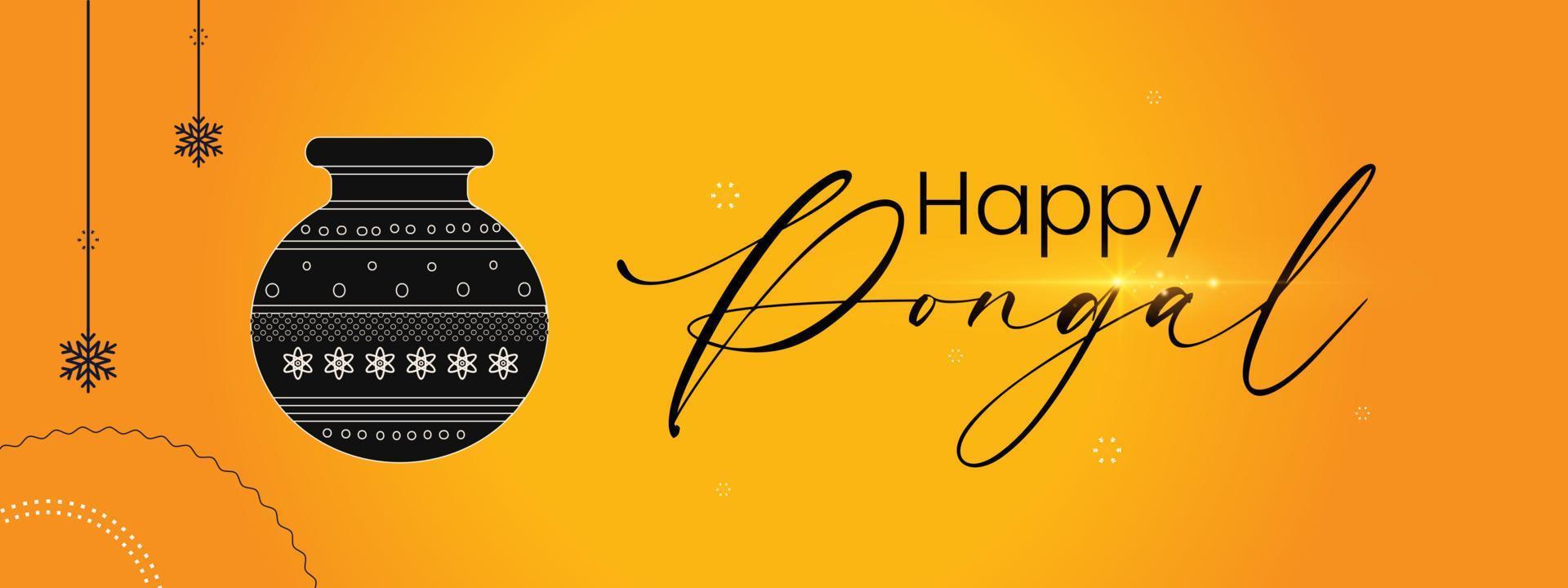 Happy Pongal Banner Design. Illustration of Happy Pongal Holiday Harvest Festival of Tamil Nadu South India greeting background vector