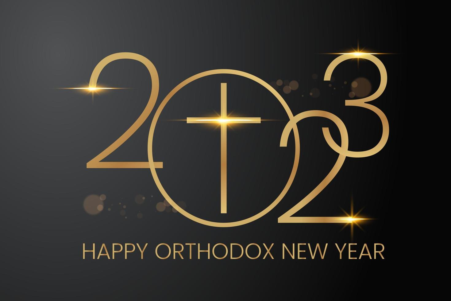 Happy Orthodox New Year with gold Jesus symbol. 2023 new year with gold Jesus symbol. Isolated on luxury background. Vector available.