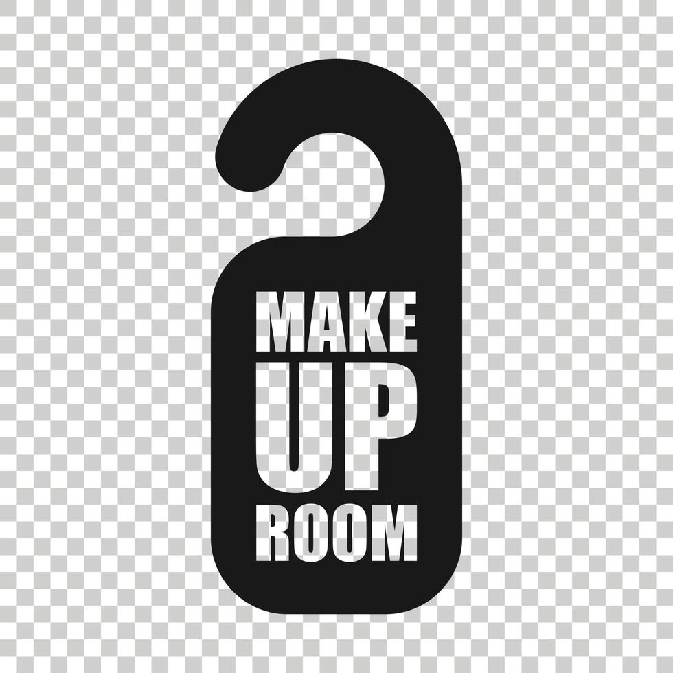Make up room hotel sign icon in flat style. Inn vector illustration on white isolated background. Hostel clean business concept.