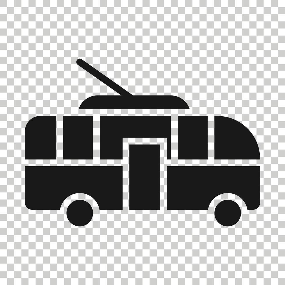 Trolleybus icon in flat style. Trolley bus vector illustration on white isolated background. Autobus vehicle business concept.