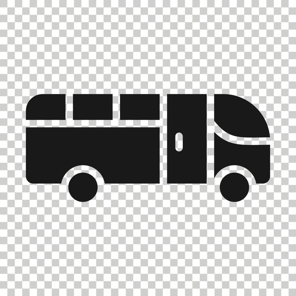 Bus icon in flat style. Coach vector illustration on white isolated background. Autobus vehicle business concept.
