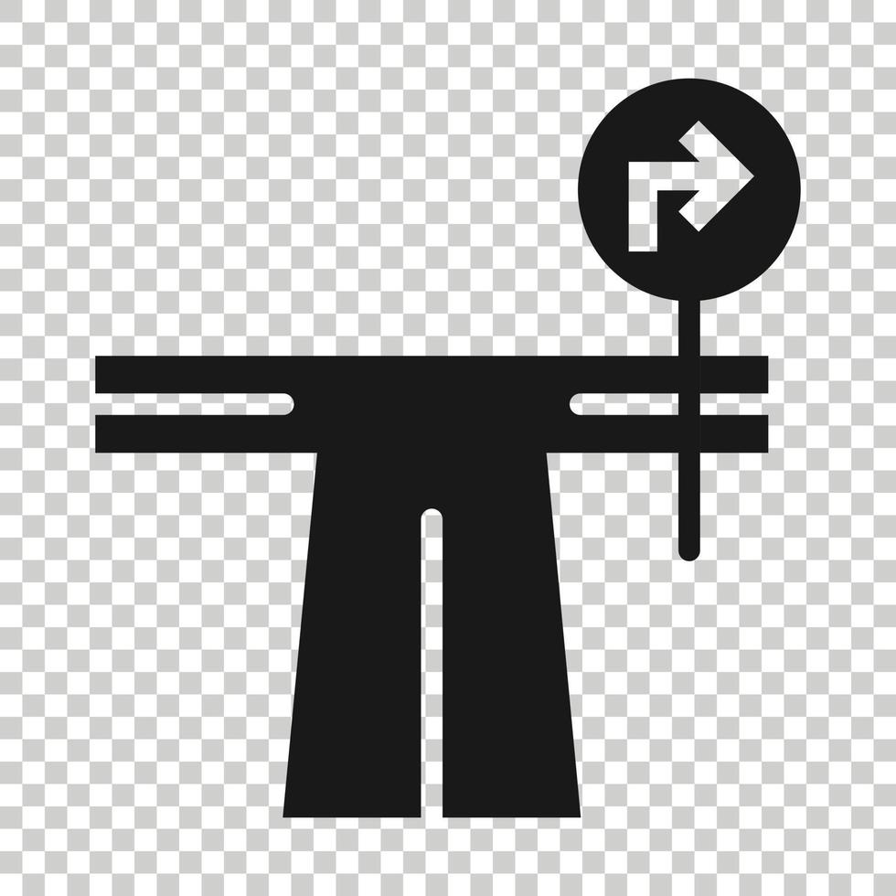 Crossroad icon in flat style. Road direction navigation vector illustration on white isolated background. Locate pin position business concept.