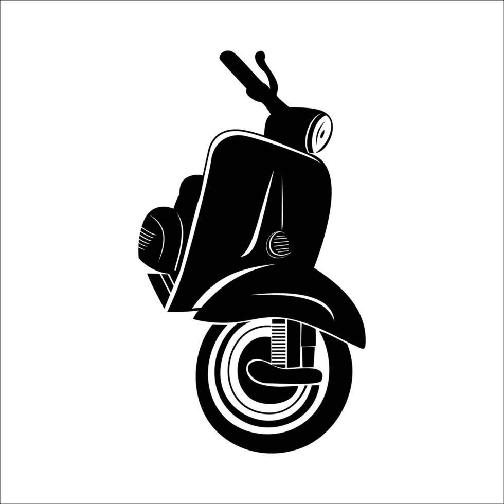 Ilustración de vector de silueta de scooter. icono, signo y símbolo del vehículo.
