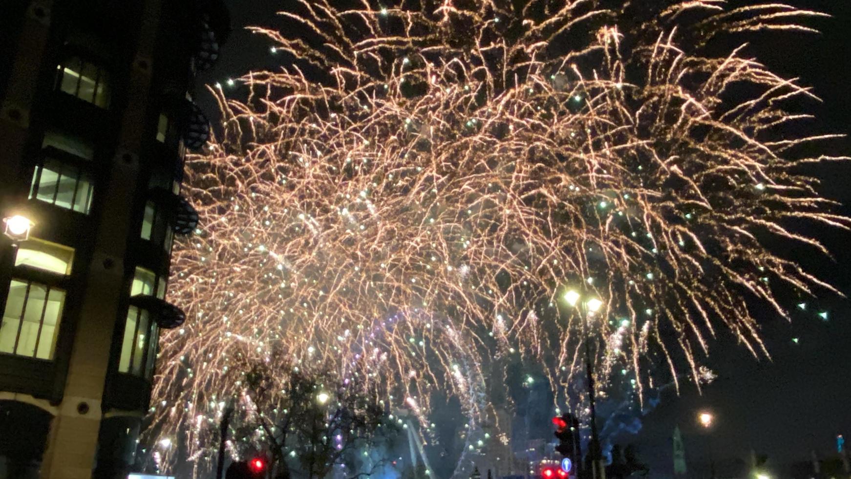 A view of the New Years Eve Fireworks in London photo