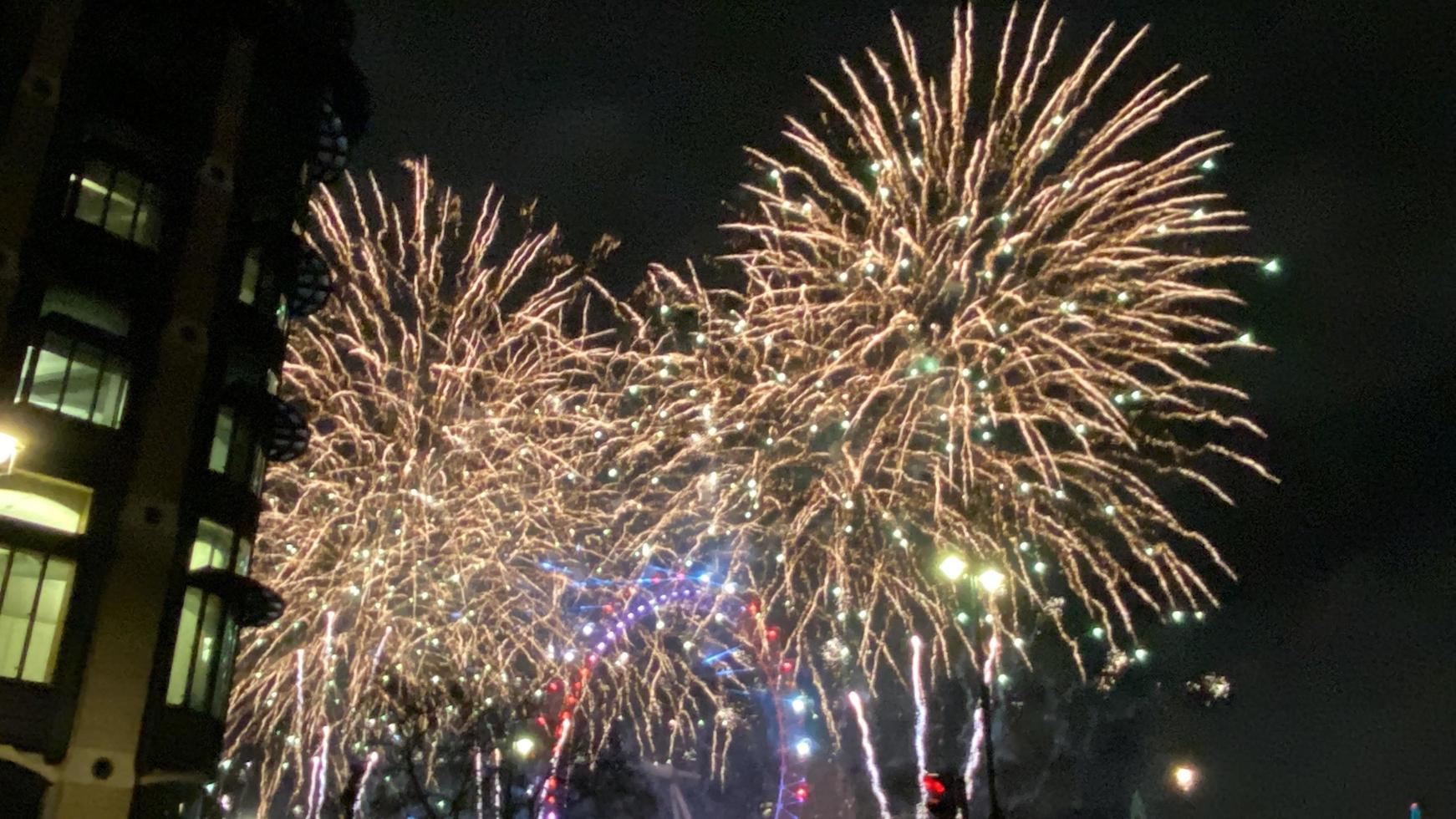 A view of the New Years Eve Fireworks in London photo