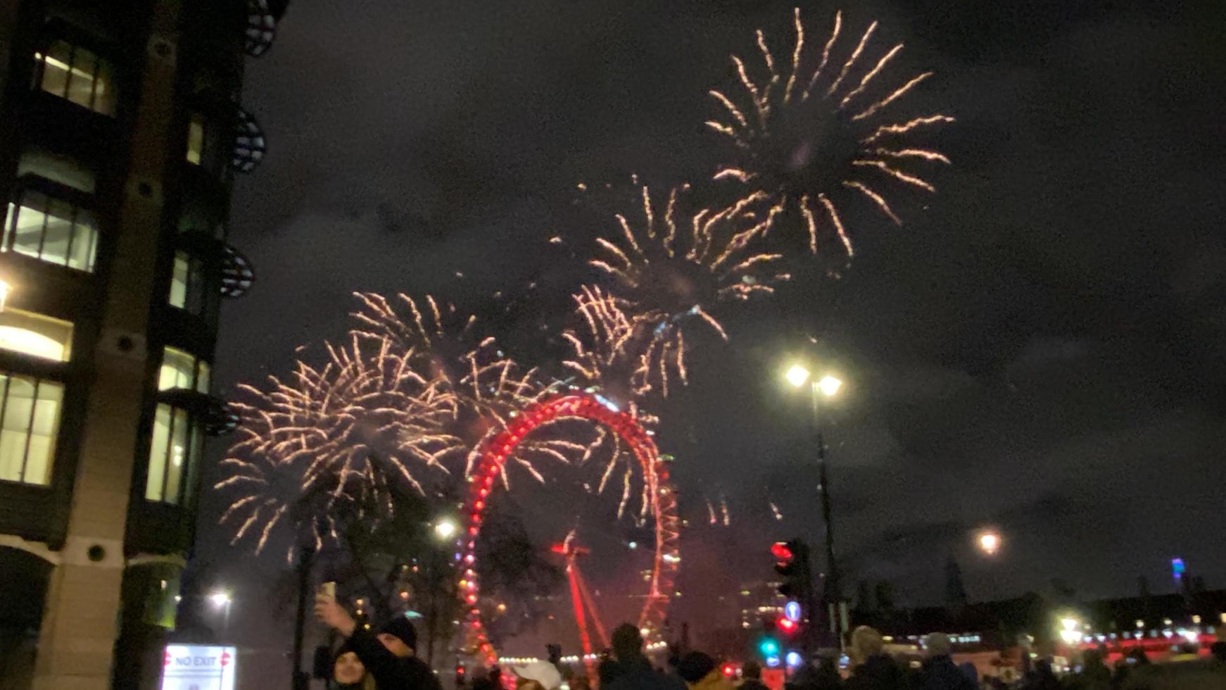 A view of the New Years Eve Fireworks in London photo