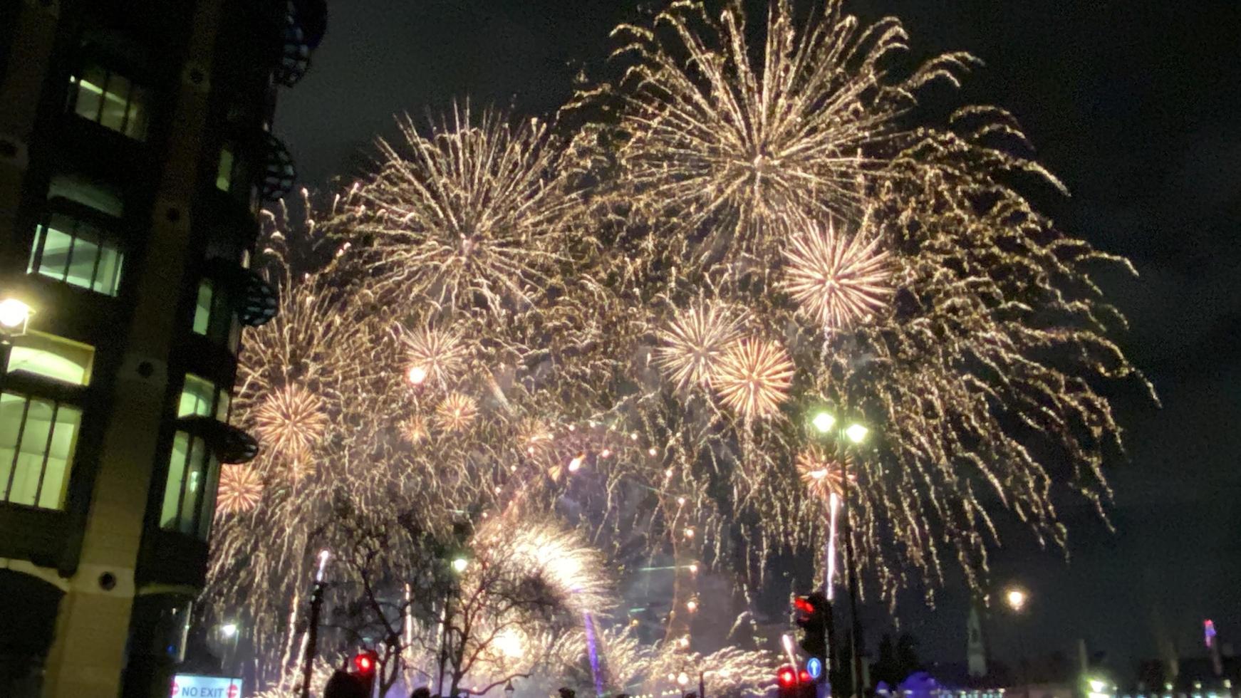 A view of the New Years Eve Fireworks in London photo