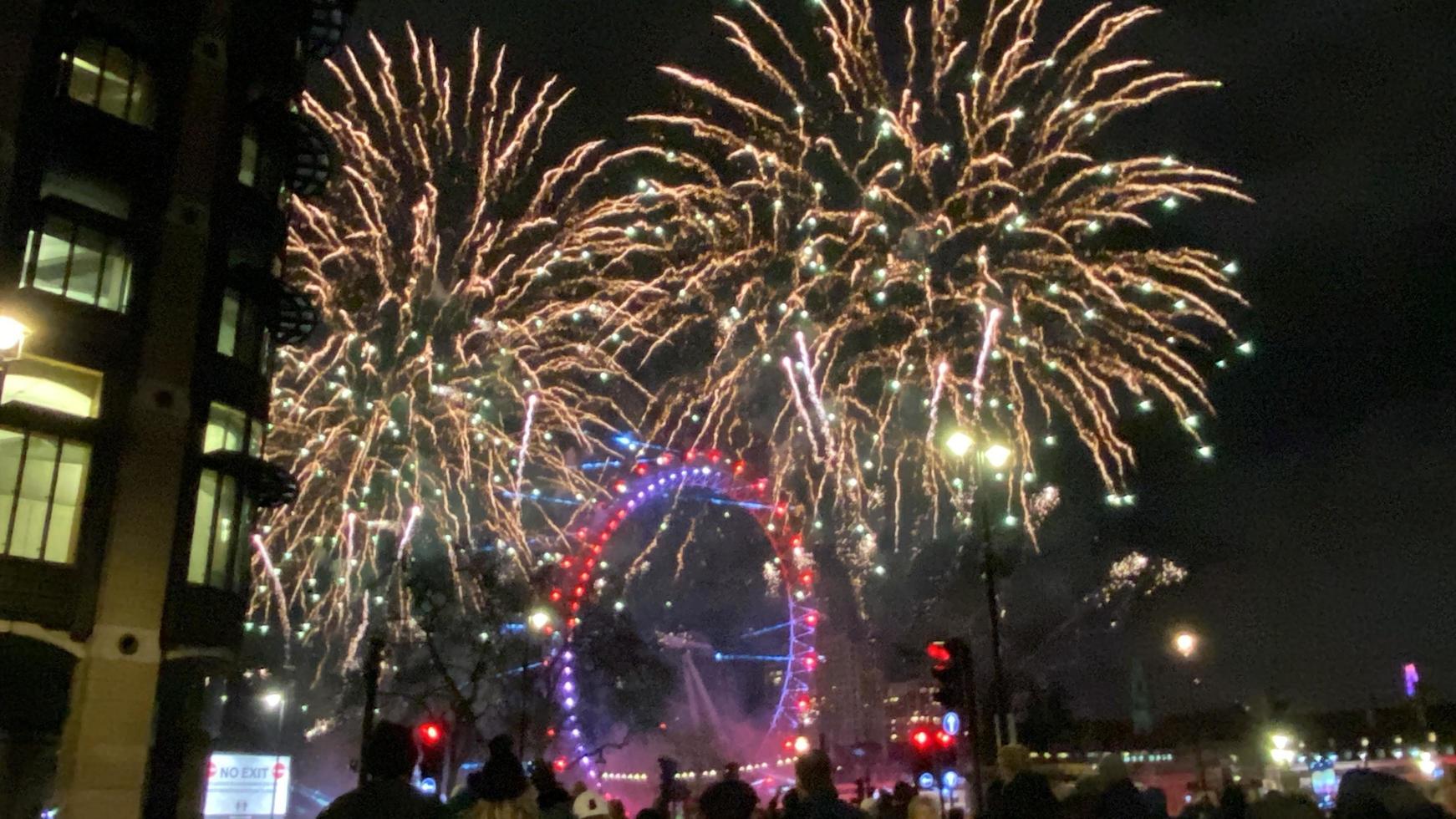 A view of the New Years Eve Fireworks in London photo