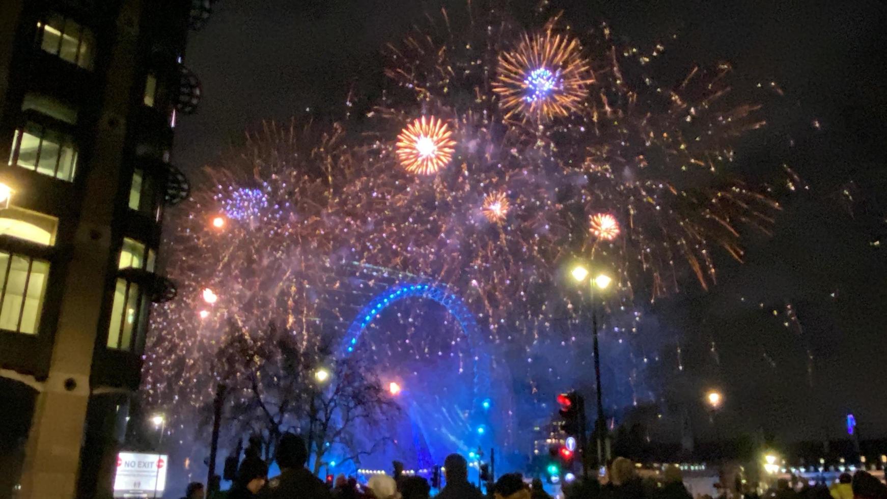 A view of the New Years Eve Fireworks in London photo