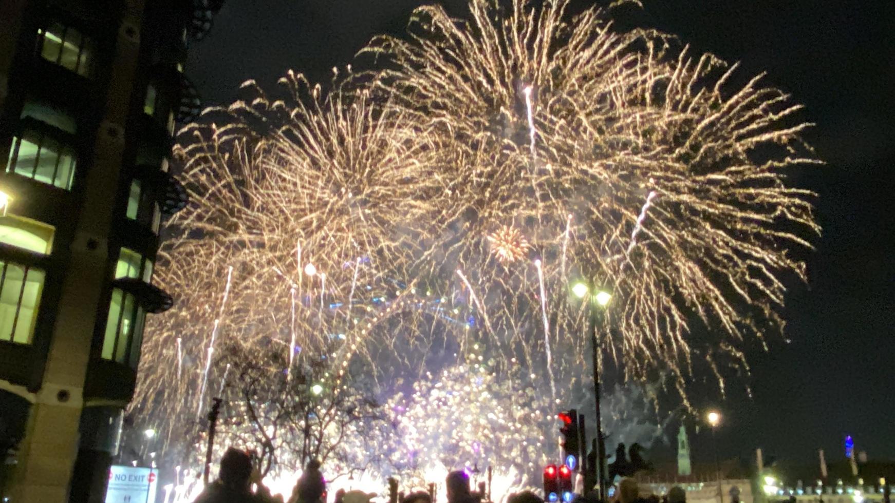 A view of the New Years Eve Fireworks in London photo