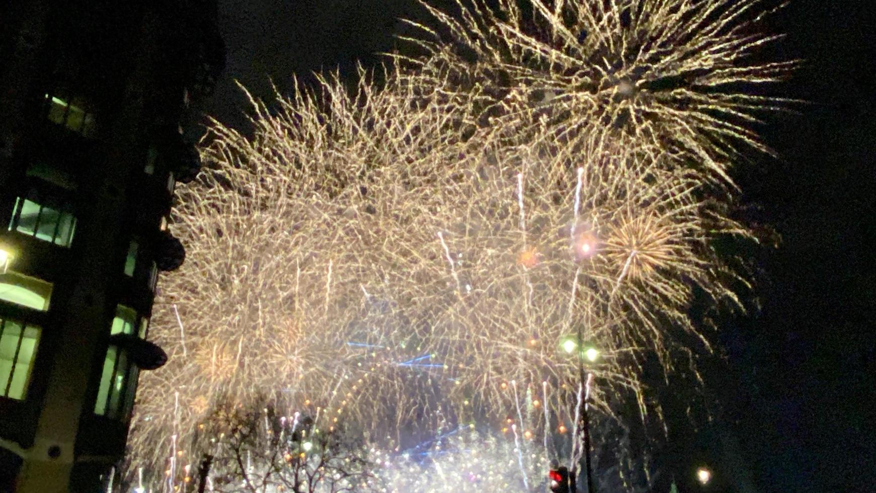 A view of the New Years Eve Fireworks in London photo