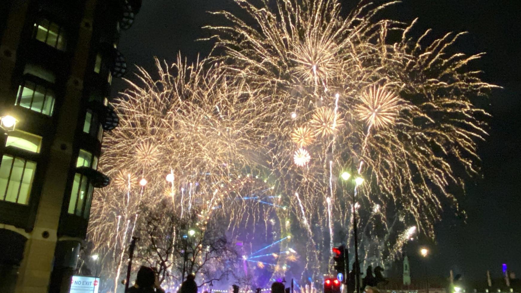 A view of the New Years Eve Fireworks in London photo