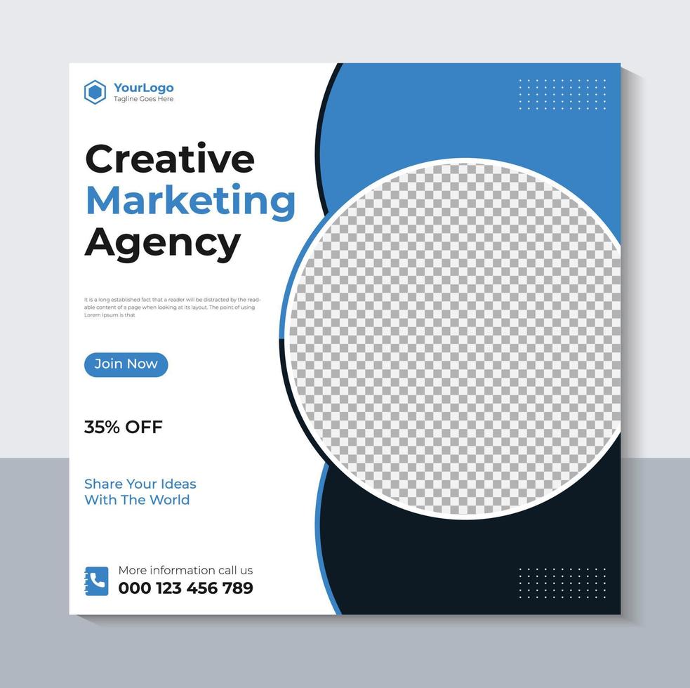 Corporate Social Media Post Template, Creative Marketing Agency Banner Design, Marketing, Web Banner, Pro Vector