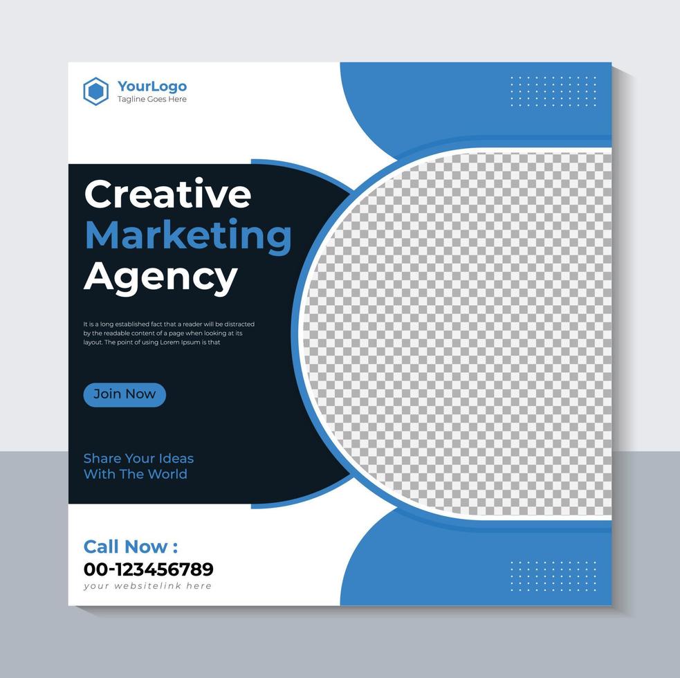 Creative Marketing Agency Banner Design, Corporate Social Media Post Template, Marketing, Web Banner, Pro Vector