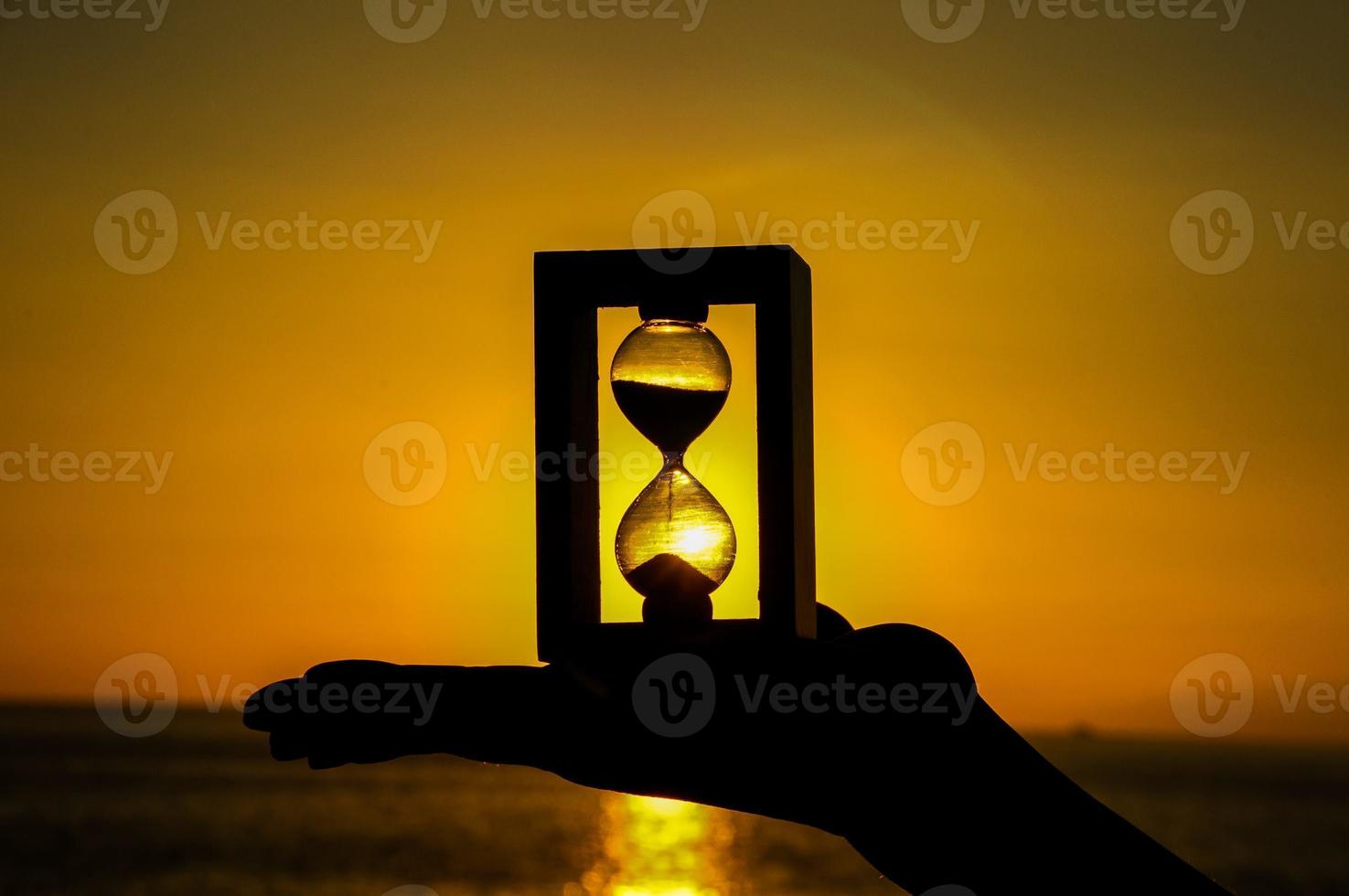Hand holding an hourglass photo