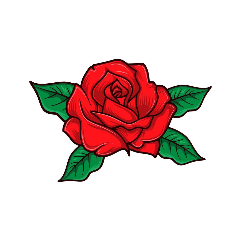 ornamento del logotipo del vector de la rosa roja aislado en el fondo blanco