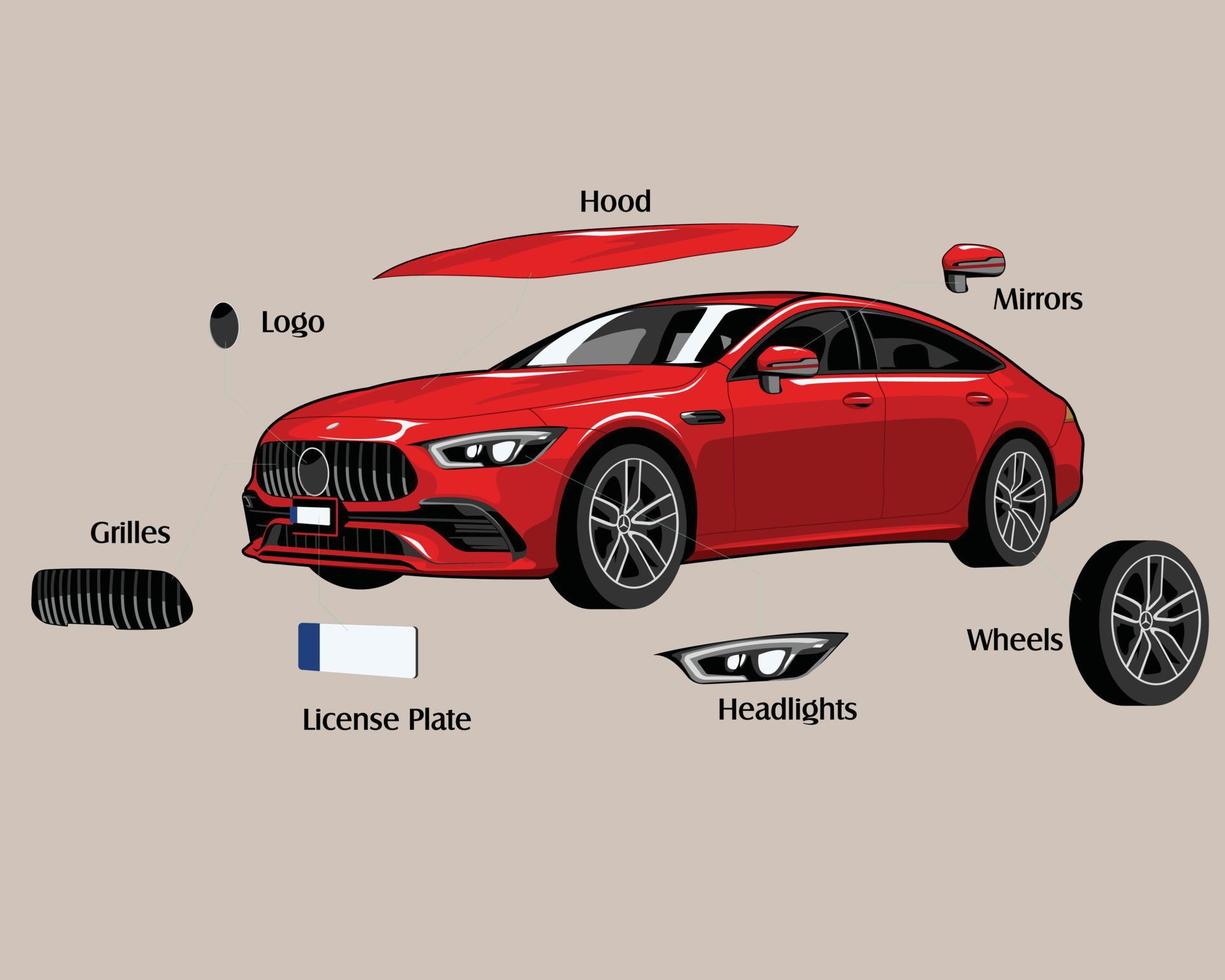 iconos de mantenimiento de autopartes. ilustración vectorial afiches infográficos de servicio de camión vectorial con mecánico profesional, proceso de reparación de piezas de camión vector