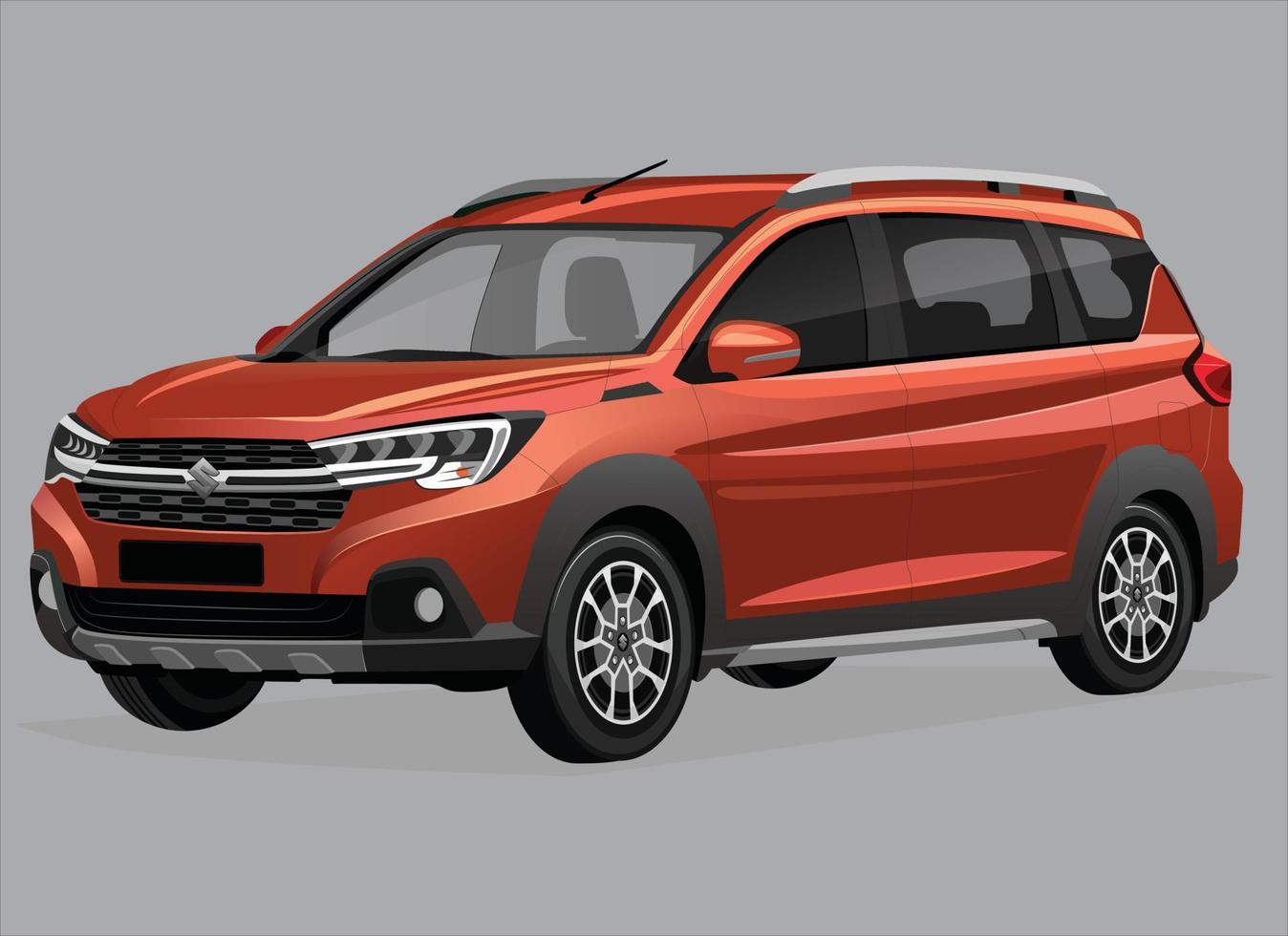 realistic vector car SUV with transparency. realistic 3d shapes. orange car