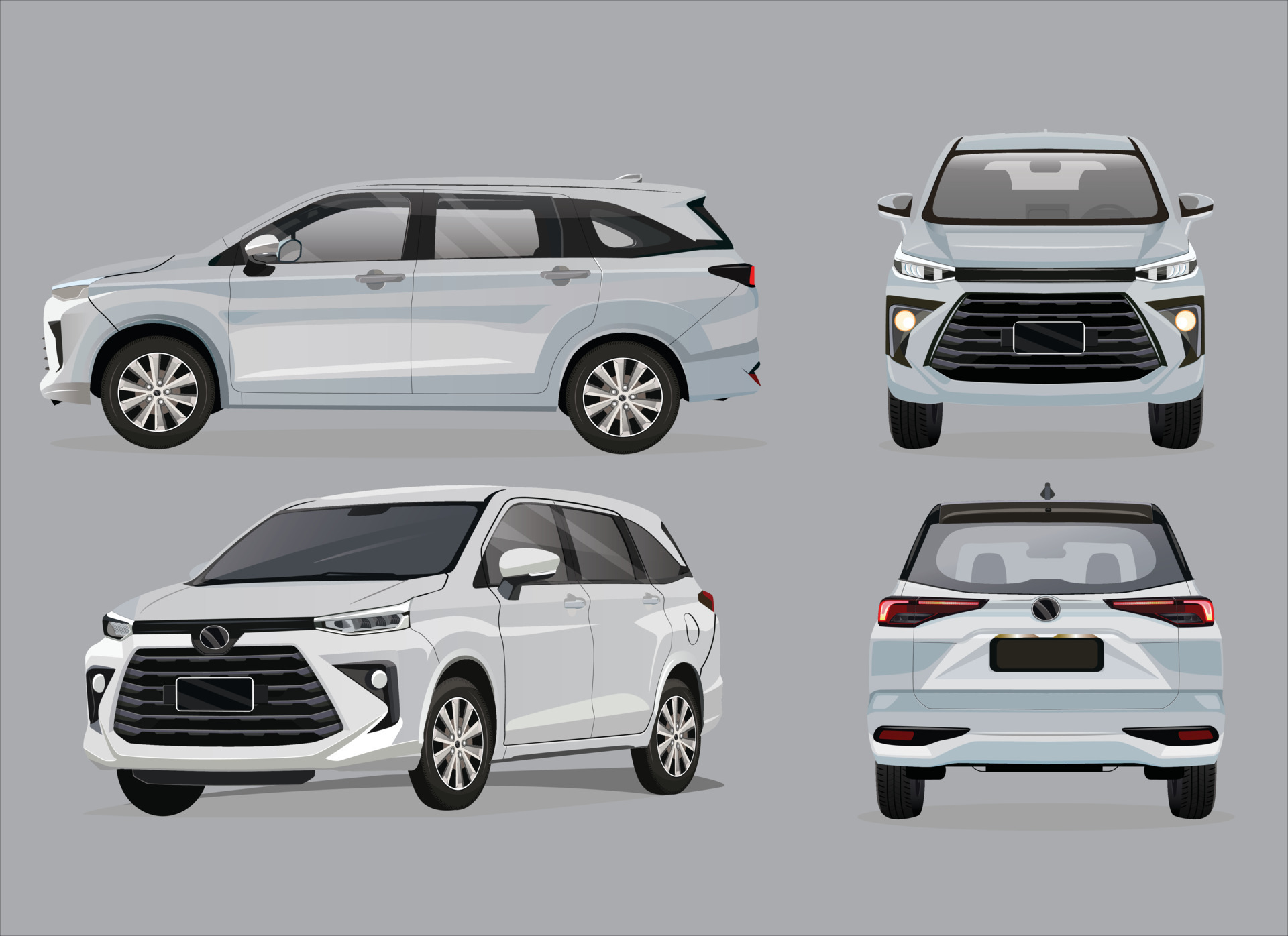 white Car vector template on white background. Business car isolated. All layers and groups well