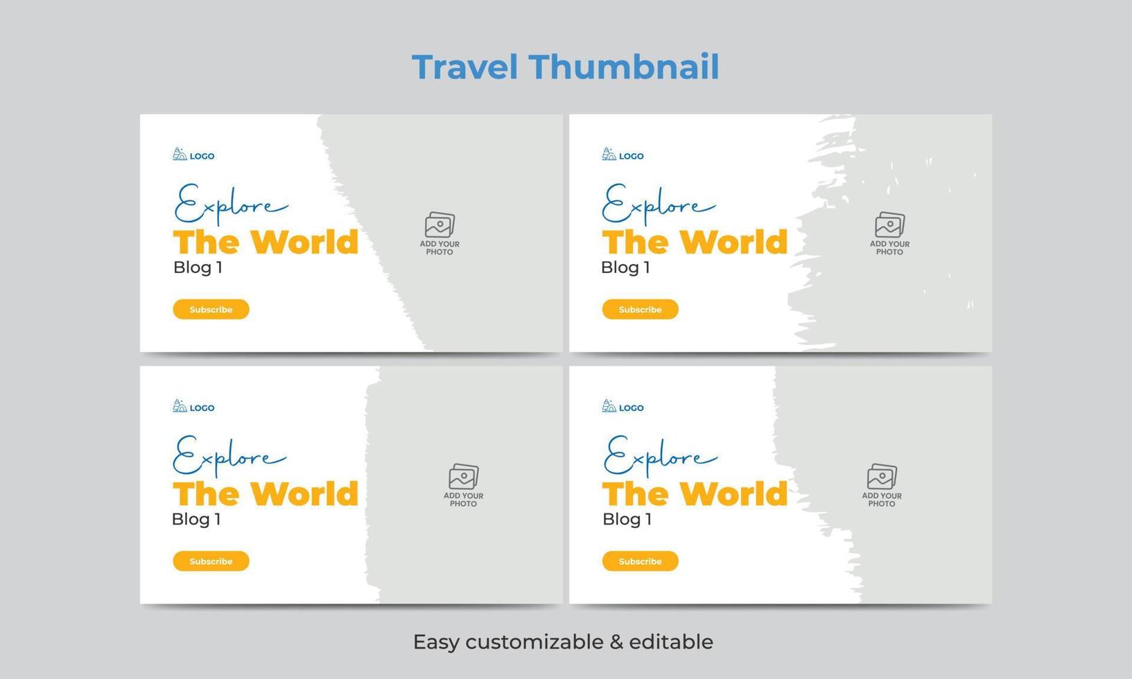 Travel and tour video thumbnail design. Hotel tourism marketing service video thumbnail vector