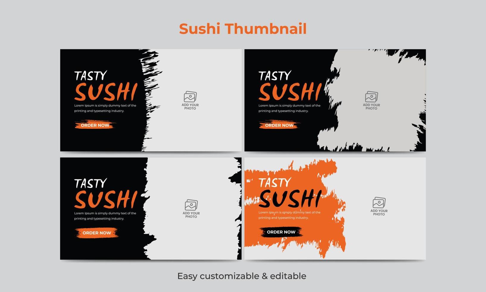 Sushi social media post template tasty food square social banner design vector