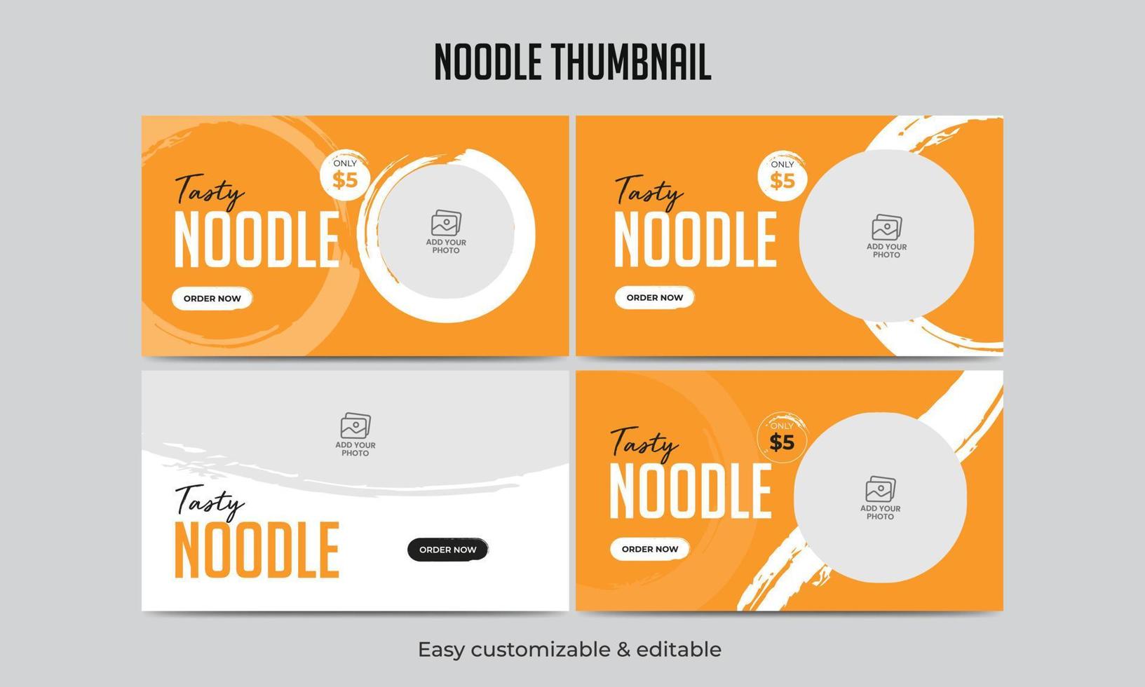 Noodle menu video thumbnail template vector