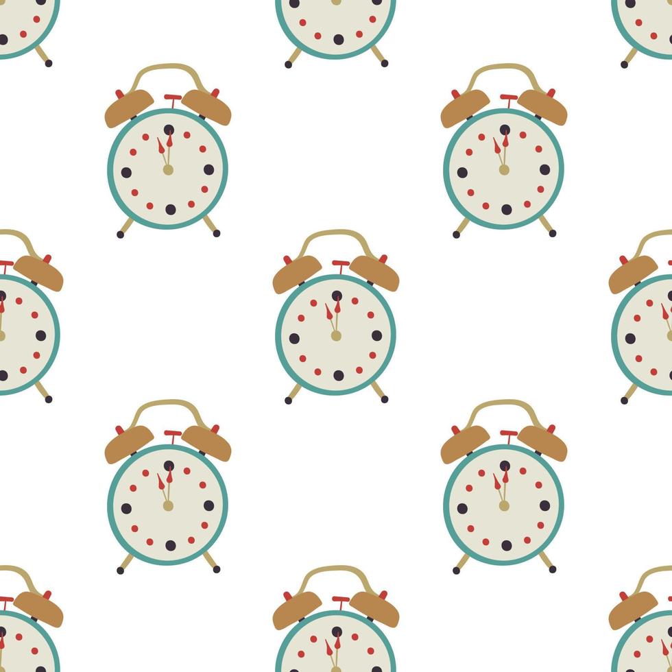 Alarm clock vector seamless pattern