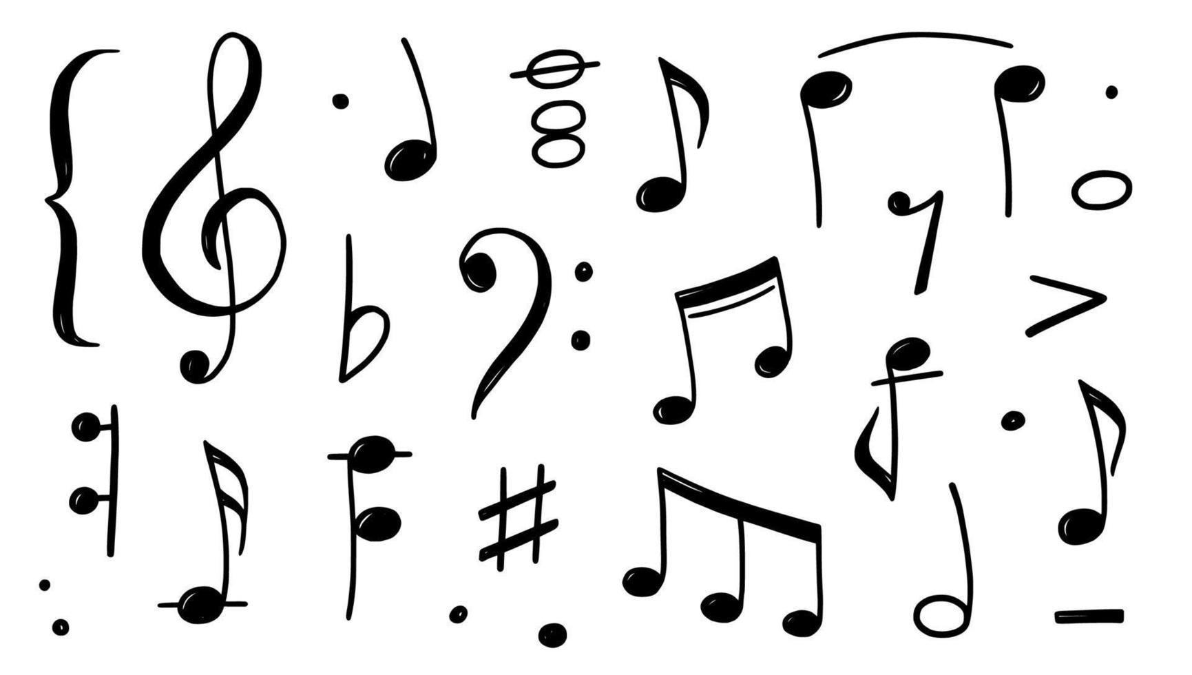 Music note doodle drawn style vector