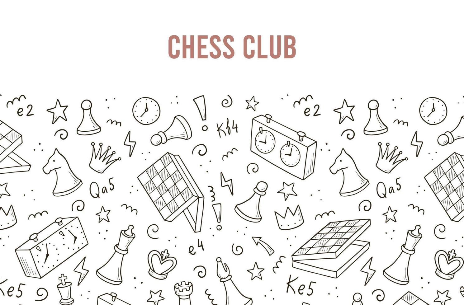 Hand drawn banners template with cartoon chess vector