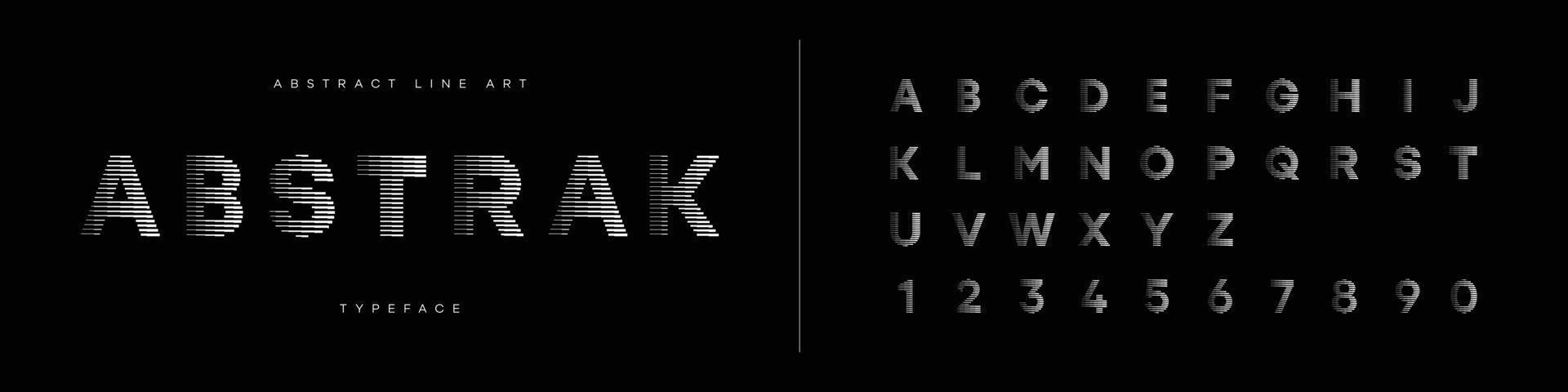 Abstract line art alphabet fonts set vector