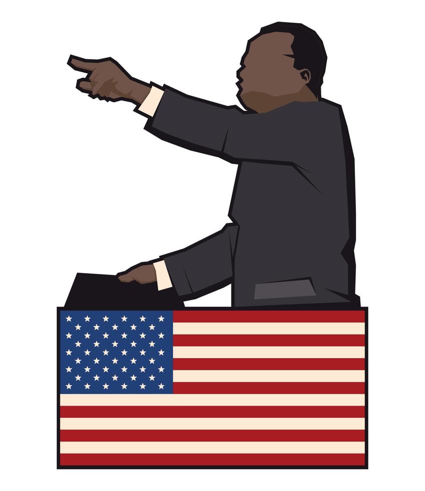Martin Luther King with flag vector
