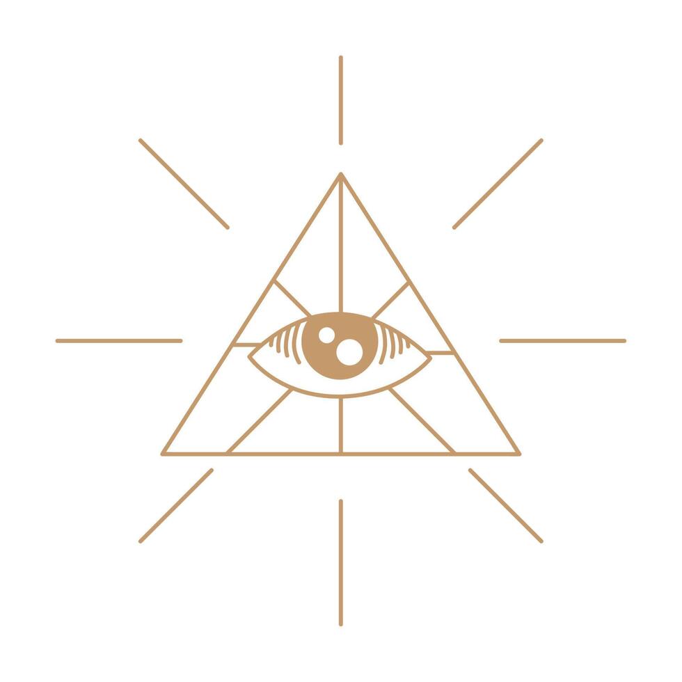 ojo en triangulo alquimia dorada vector