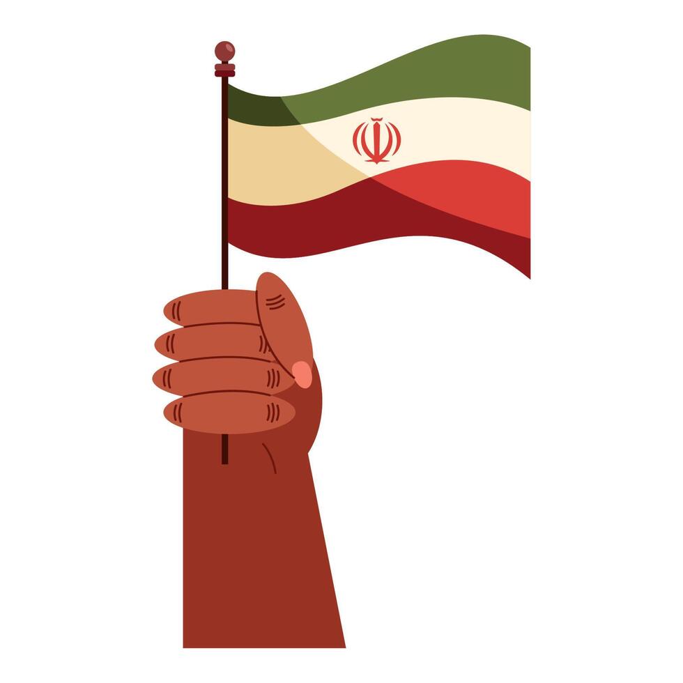 hand waving iranian flag vector