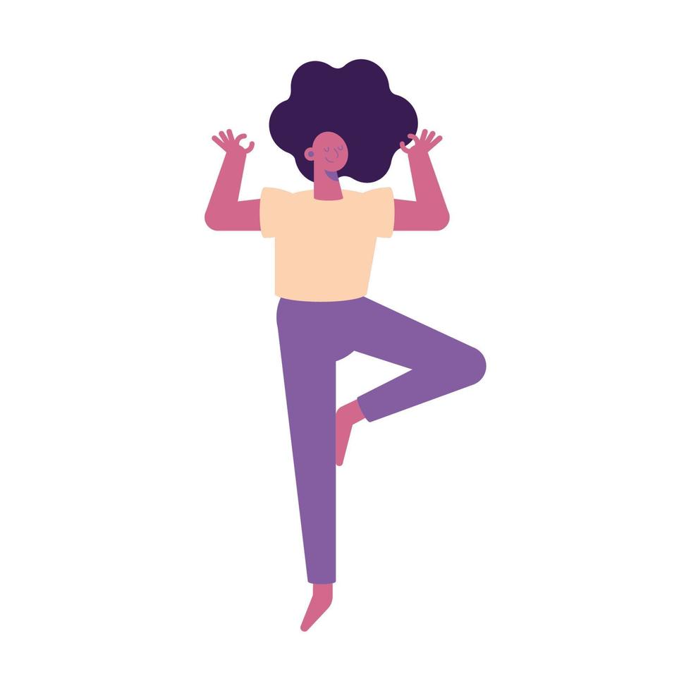 mujer joven practicando yoga vector