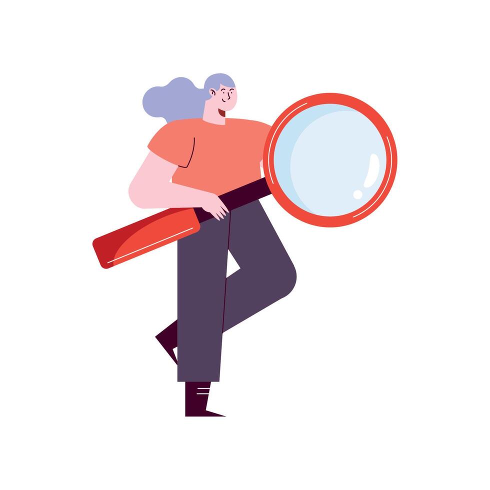 woman with magnifying glass vector