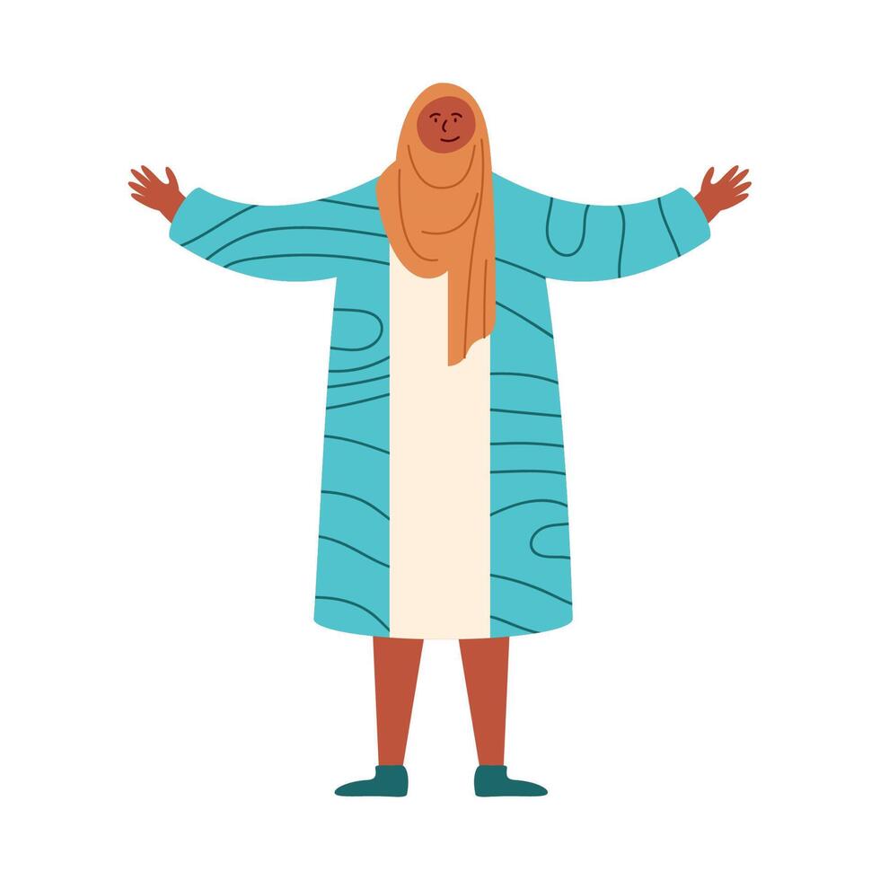 iranian woman with hands open vector