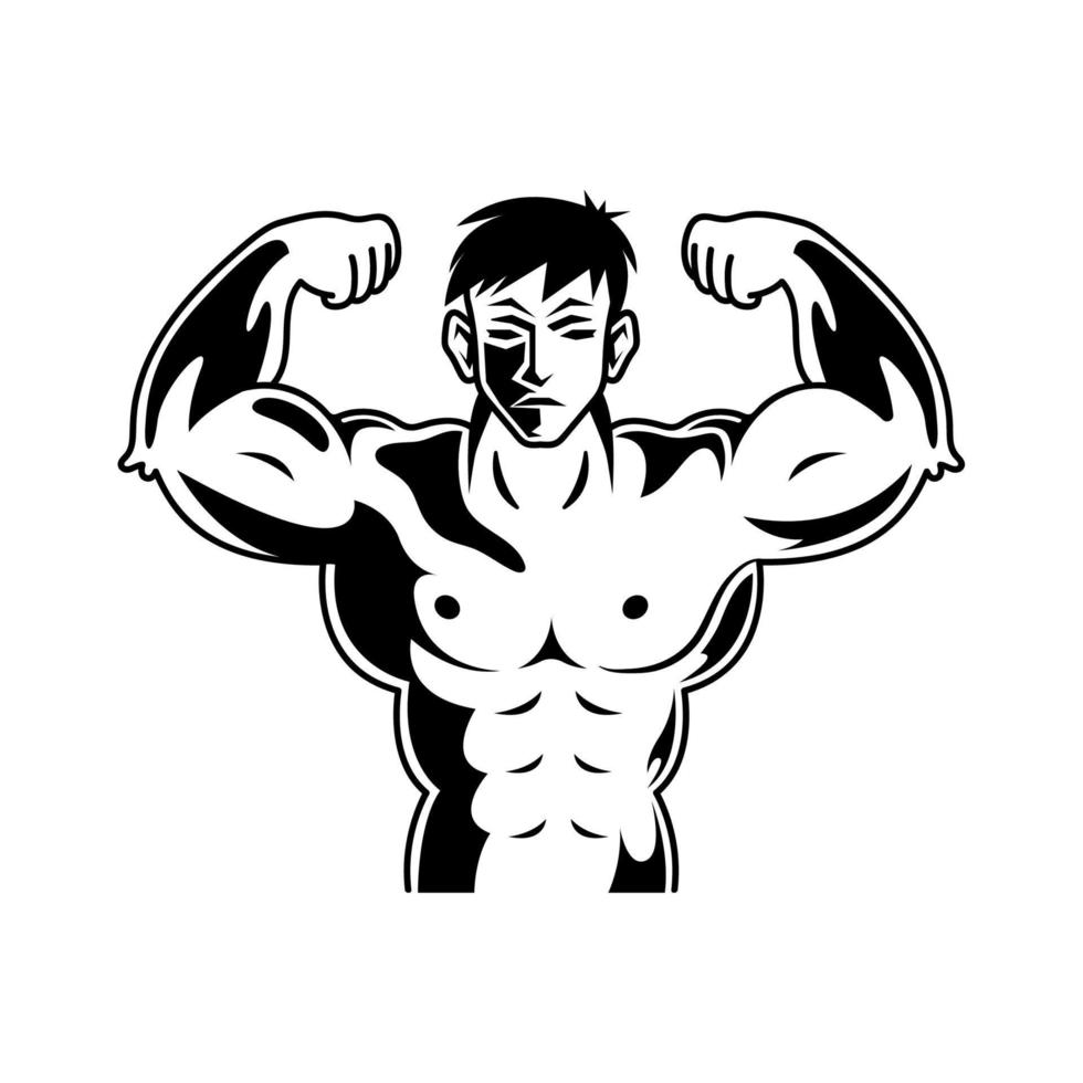 bodybuilder strong man figure vector