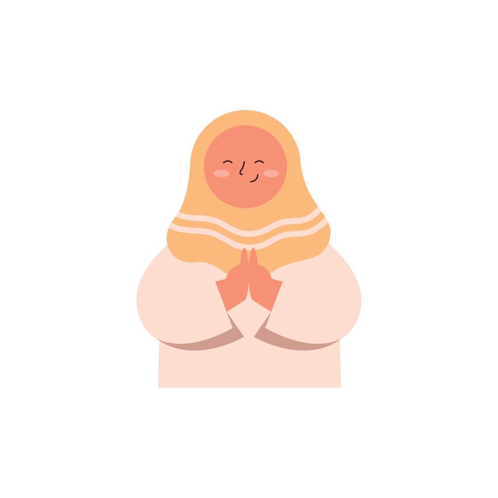 little muslim woman praying vector