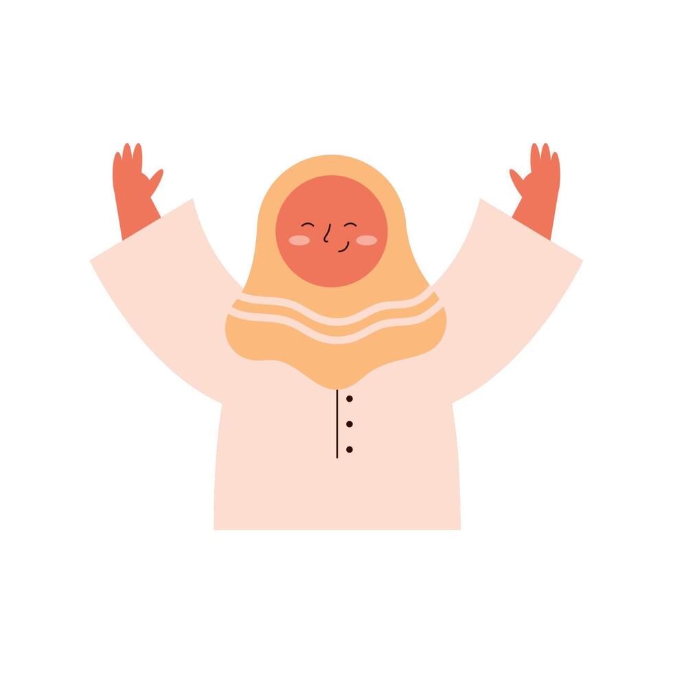 muslim woman celebrating vector
