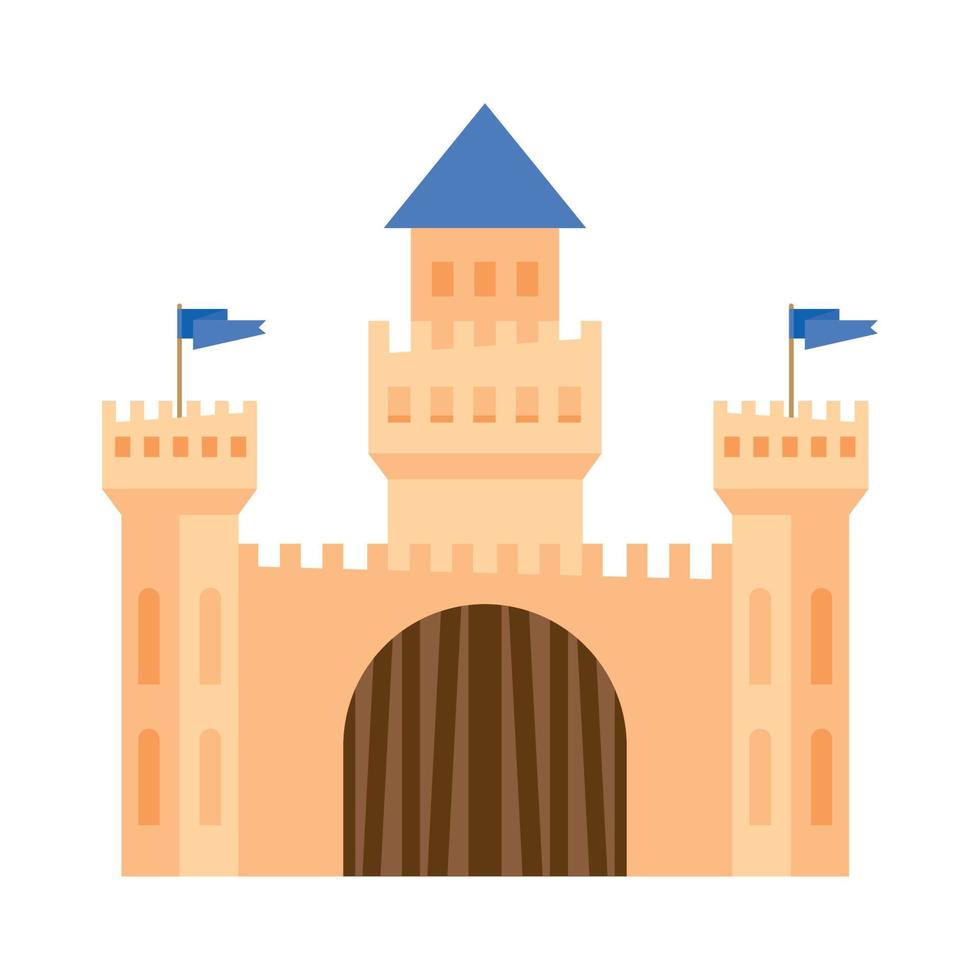 castillo de cuento de hadas con banderas vector