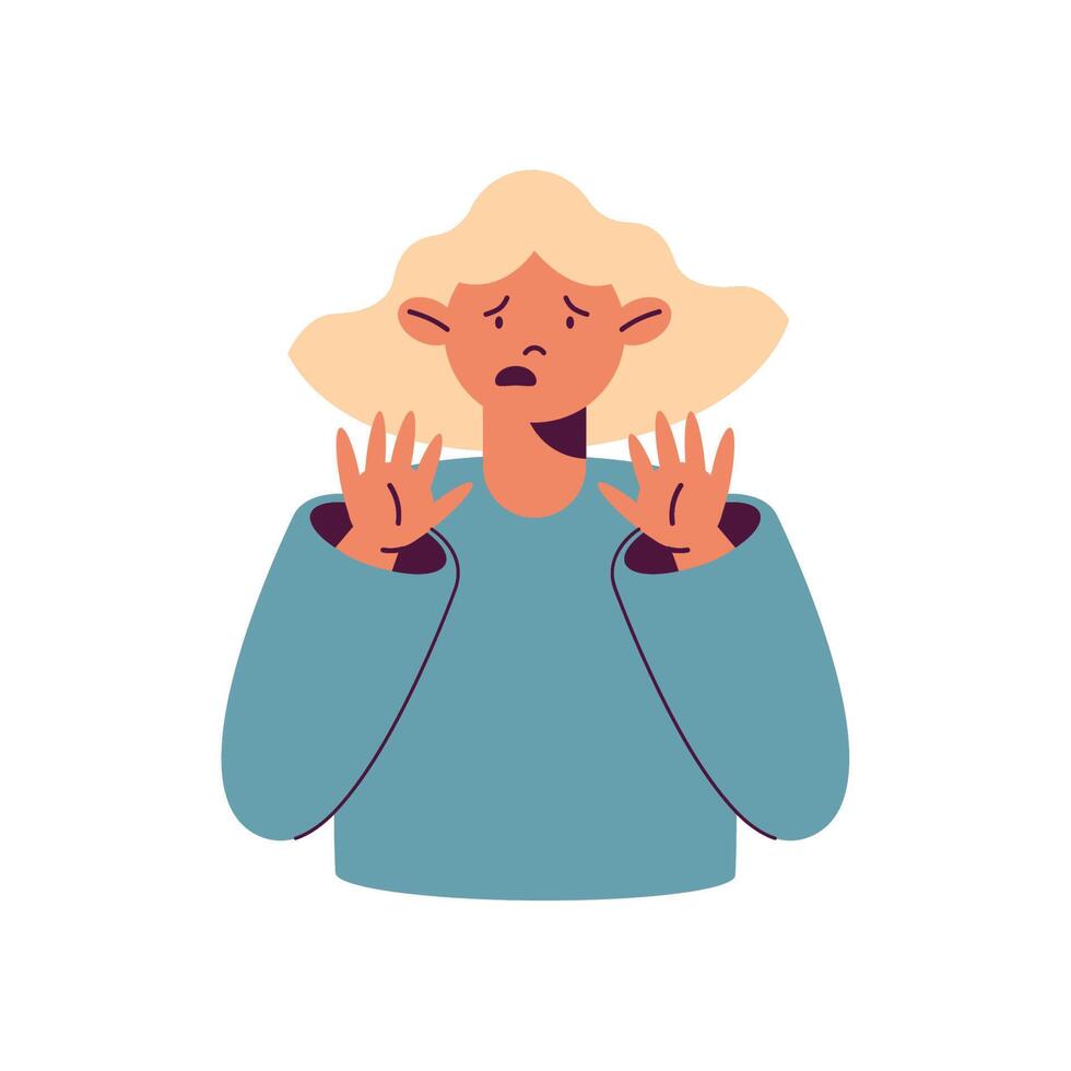 woman with fear mood vector