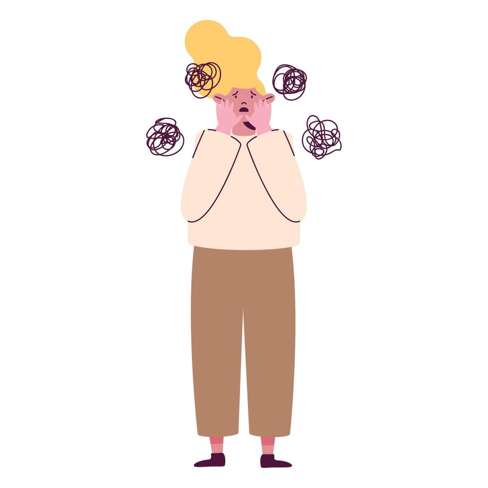 woman with anxiety mood vector