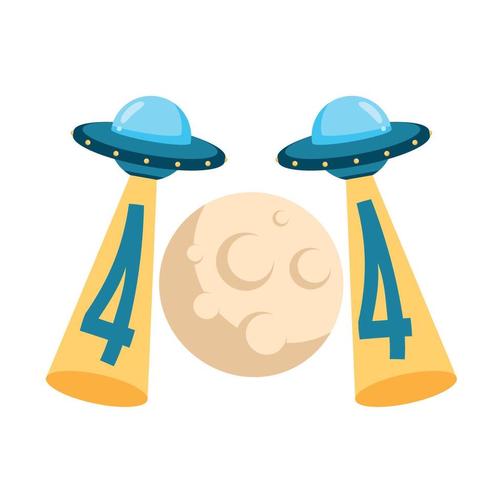 404 error with ufos and moon vector