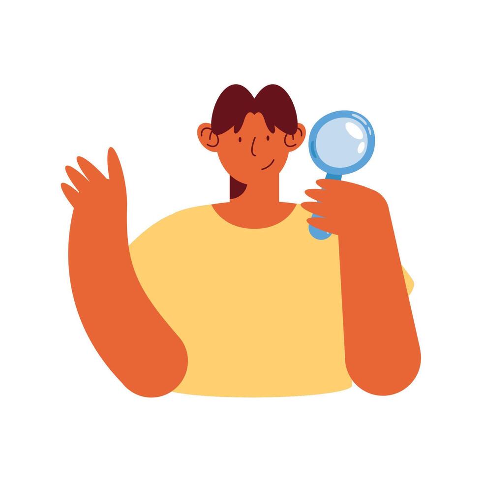 man with magnifying glass vector
