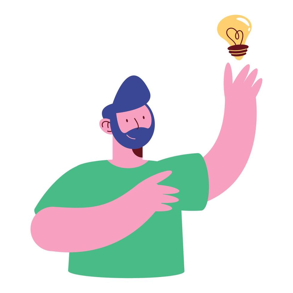 man with bulb light vector