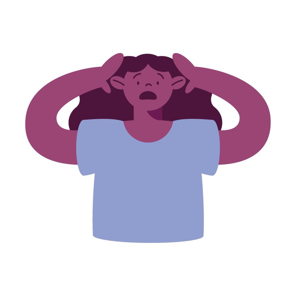 woman with terrified mood vector