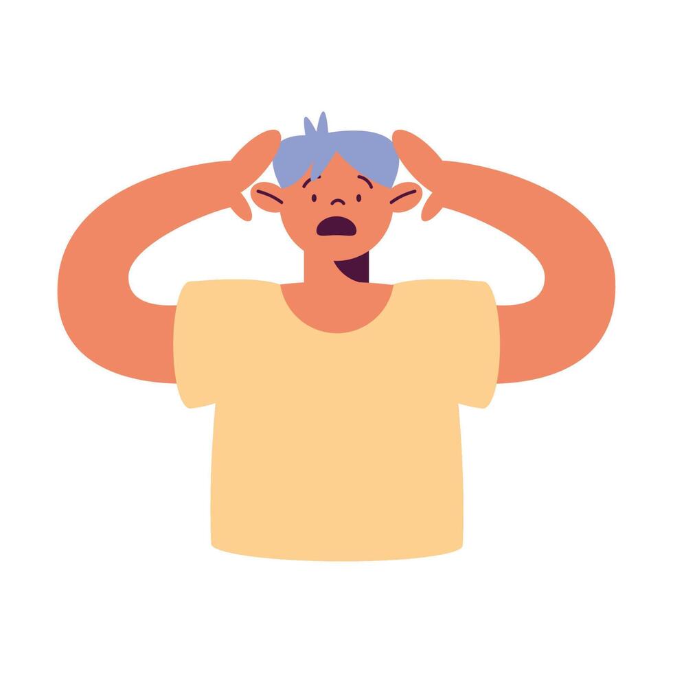 man with terrified mood vector