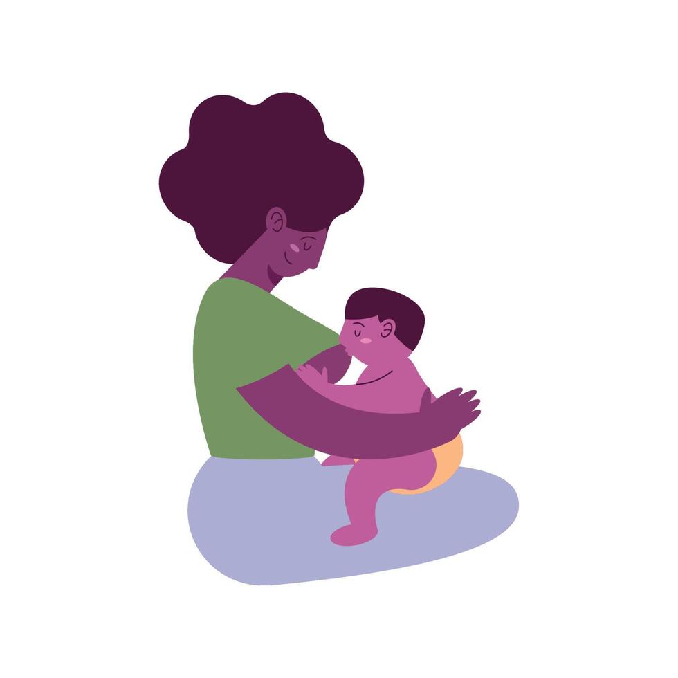 afro mother breastfeeding baby vector